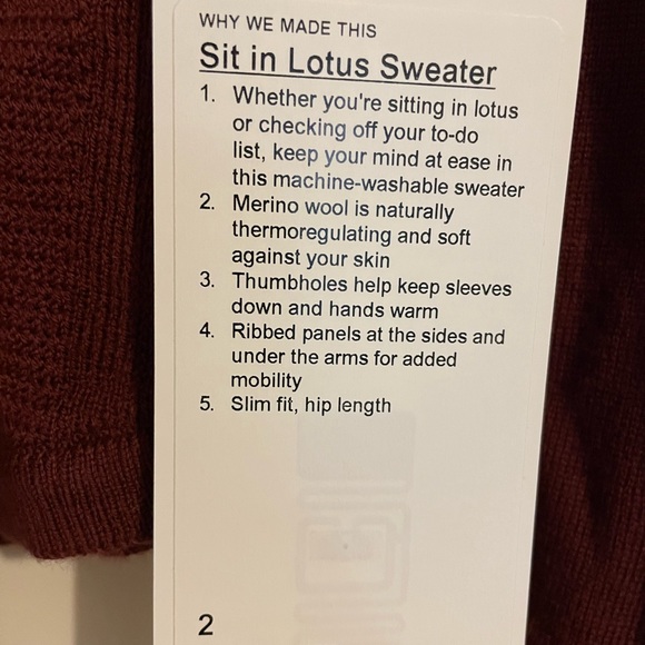 Lululemon Sit In Lotus Sweater | Size 2 - Picture 3 of 5